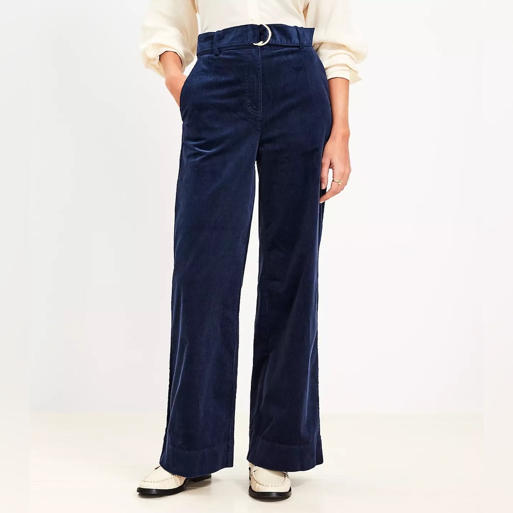 LOFT Navy Corduroy wide leg pants